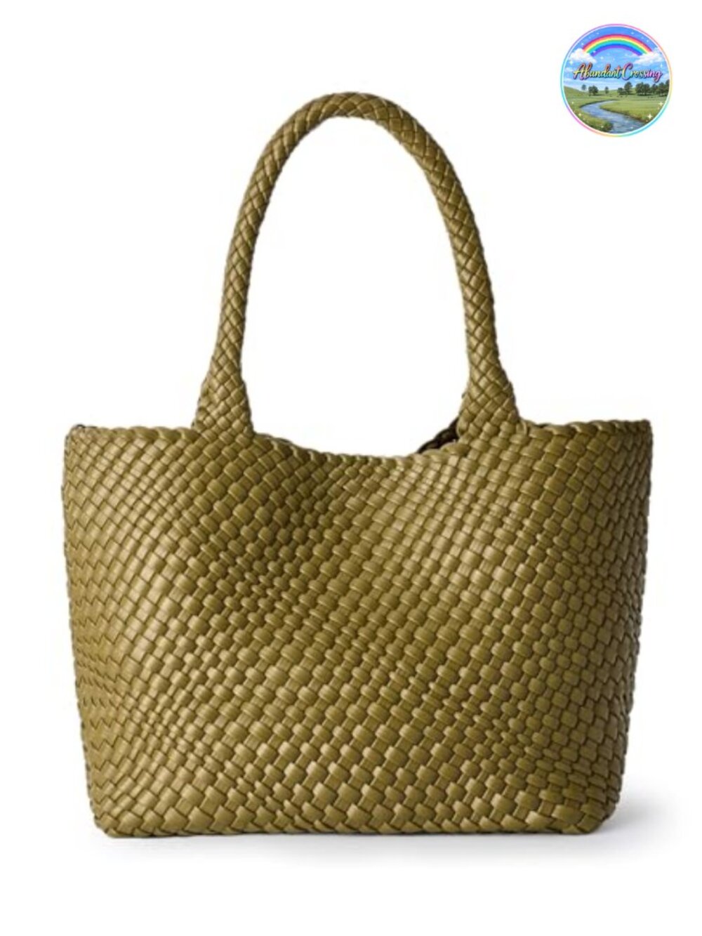 Woven Vegan Leather Tote Bag Large Shoulder Handbag - Picture 1 of 6